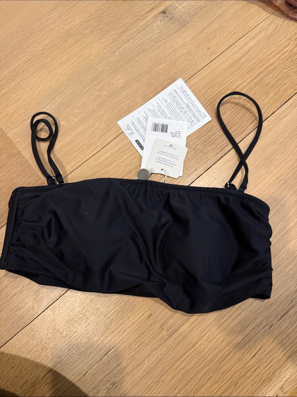 Ganni Black Bandeau Swim Top with Removable Straps